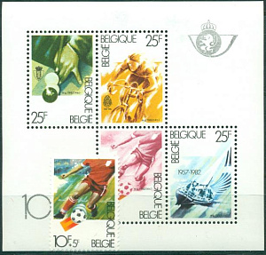 Бельгия, ЧМ 1982,  1 марка+блок